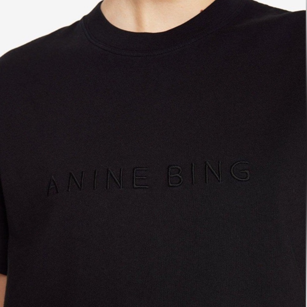 ANINE BING Lili Tee in Tonal Black T-Shirt Spell Out Size S - Picture 9 of 15